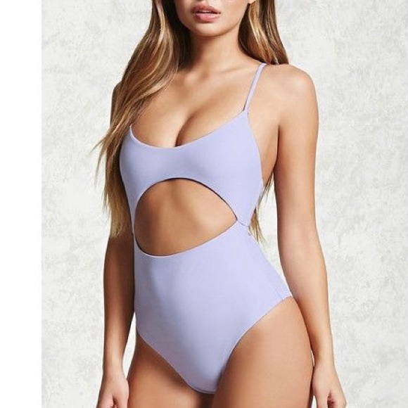 Lavender Cutout One Piece Swimsuit - Picture 1 of 5